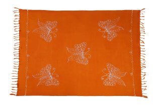 Sarong Pareo Wickelrock Lunghi Stickerei Schmetterling Tuch Orange Handtuch