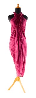 Sarong Pareo Wickelrock Lunghi Tuch Strandtuch Pailletten Dunkel Rot Bordeaux