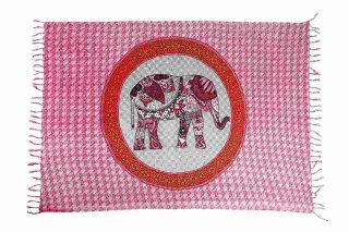 Sarong Pareo Wickelrock Strandtuch Tuch Schal Wickelkleid Strandkleid Blickdicht Koh Chang - Rot Elefanten Paisley Muster