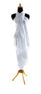 XL Sarong Wickelkleid Strandkleid Pareo Saunatuch Strandtuch Wickelrock Handtuch Schal ca 250cm x 120cm Schlicht Unisex Weiß
