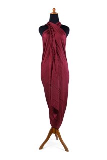 XL Sarong Wickelkleid Strandkleid Pareo Saunatuch Strandtuch Wickelrock Handtuch Schal ca 250cm x 120cm Schlicht Unisex Dunkel Rot