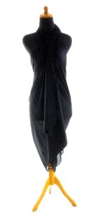 XL Sarong Wickelkleid Strandkleid Pareo Saunatuch Strandtuch Wickelrock Handtuch Schal ca 180cm x 115cm Schlicht Unisex Schwarz